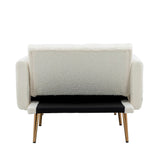 Modern Chic Style Tufted Teddy Chaise Lounge Chair with Tufted Cushions, Polished Legs, and Low-Slung Seat, Ottoman Include