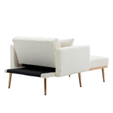 Modern Chic Style Tufted Teddy Chaise Lounge Chair with Tufted Cushions, Polished Legs, and Low-Slung Seat, Ottoman Include