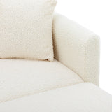 Modern Chic Style Tufted Teddy Chaise Lounge Chair with Tufted Cushions, Polished Legs, and Low-Slung Seat, Ottoman Include