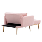 Modern Chic Style Tufted Teddy Chaise Lounge Chair with Tufted Cushions, Polished Legs, and Low-Slung Seat, Ottoman Include