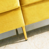 Modern Chic Velvet Loveseat Sofa Thicken Upholstered Sofa Living Room Accent Sofa with Metal Leg & 2 Pillows