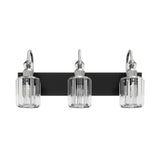 Modern Chrome 3-Light Cylinder Textured Glass Style Vanity Lighting Fixture