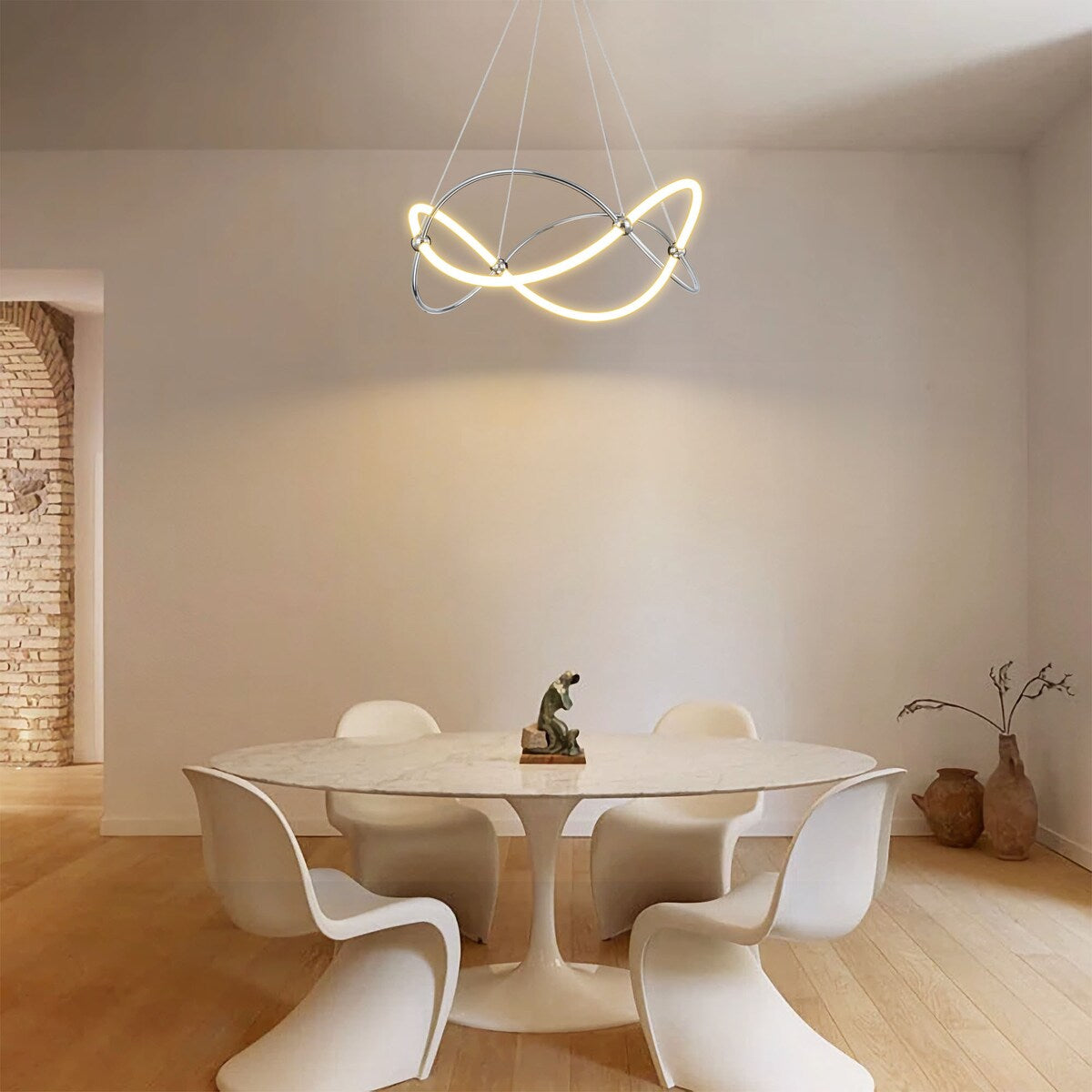 Modern Chrome Linear Geometric Dimmable Integrated LED Chandelier for Living/Dining Room - 25.9 in. W