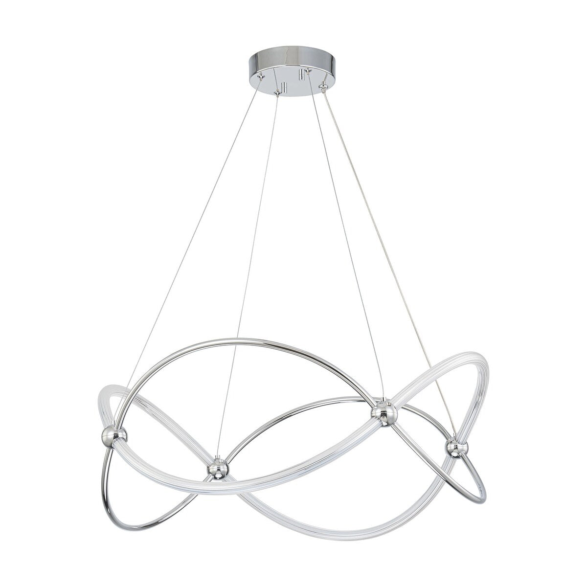 Modern Chrome Linear Geometric Dimmable Integrated LED Chandelier for Living/Dining Room - 25.9 in. W