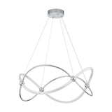 Modern Chrome Linear Geometric Dimmable Integrated LED Chandelier for Living/Dining Room - 25.9 in. W