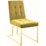 Modern Classic Button Tufted Design Velvet and Brass Dining Chairs (Set of 2)