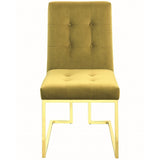 Modern Classic Button Tufted Design Velvet and Brass Dining Chairs (Set of 2)