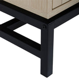 Modern Coffee Table, Bohemian Wood Cocktail Table with 2 Woven Rattan Drawers, Minimalist Tea Table, Warm Sofa Table