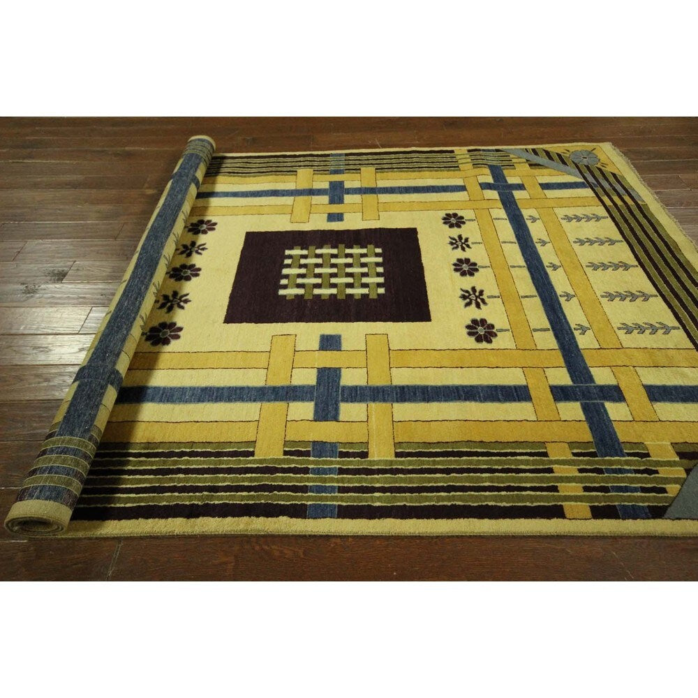 Modern Collection Oriental Gabbeh Multi-colored Hand-knotted Wool Rug (6' x 9')
