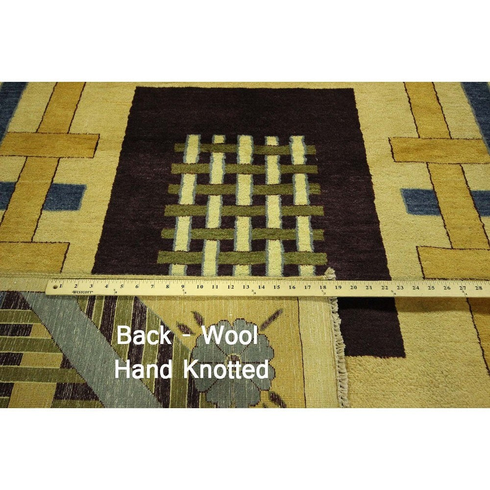 Modern Collection Oriental Gabbeh Multi-colored Hand-knotted Wool Rug (6' x 9')