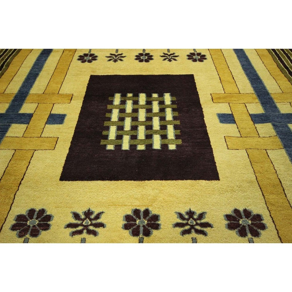 Modern Collection Oriental Gabbeh Multi-colored Hand-knotted Wool Rug (6' x 9')