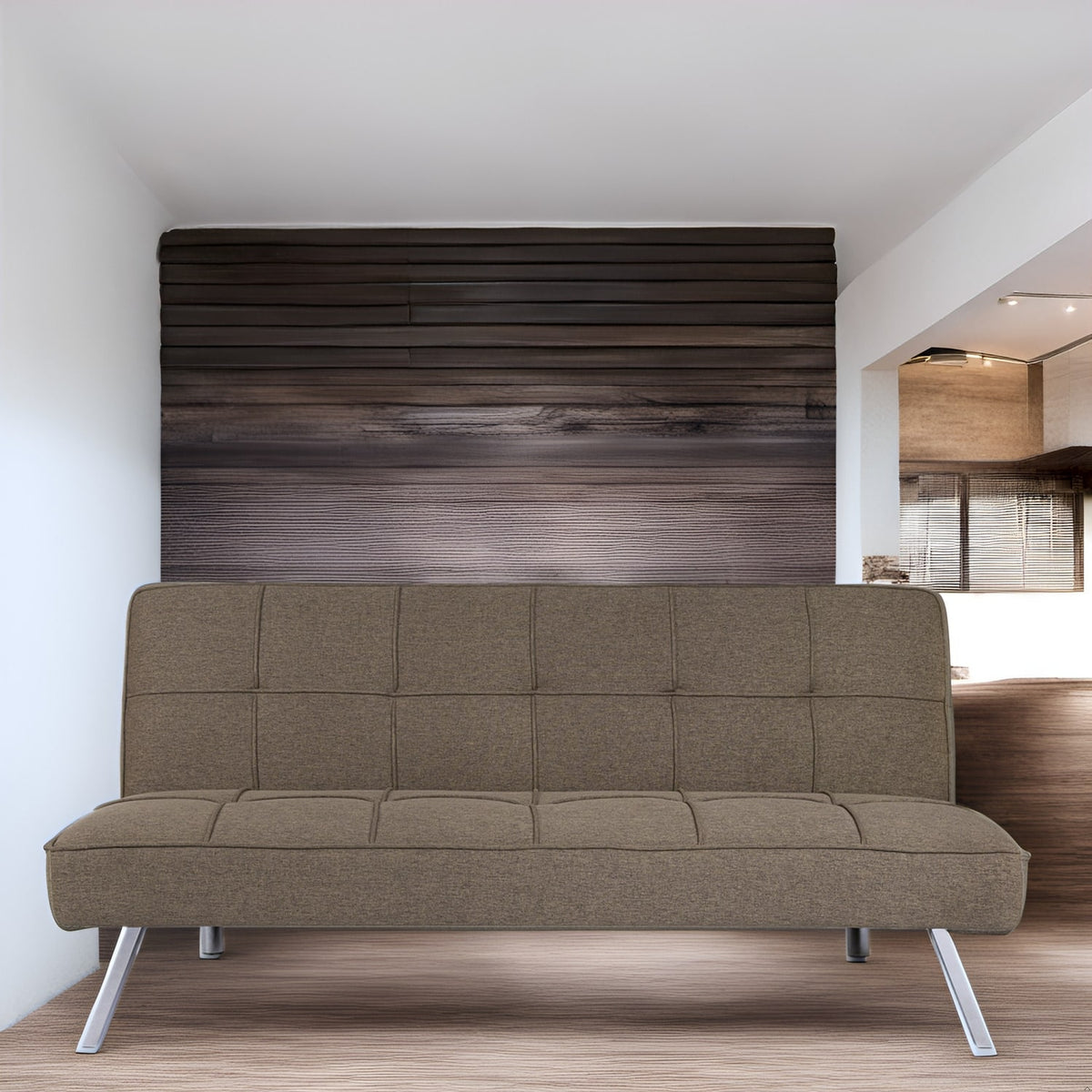 Modern Comfort Futon Sofa Bed - Tufted, Convertible, Linen Fabric, Sle