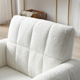 Modern Comfy Blind Tufted White Teddy Fabric Accent Chair Leisure Chair Armchair Living Room Chairs,White