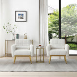 Modern Comfy Blind Tufted White Teddy Fabric Accent Chair Leisure Chair Armchair Living Room Chairs,White