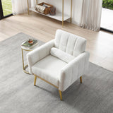 Modern Comfy Blind Tufted White Teddy Fabric Accent Chair Leisure Chair Armchair Living Room Chairs,White
