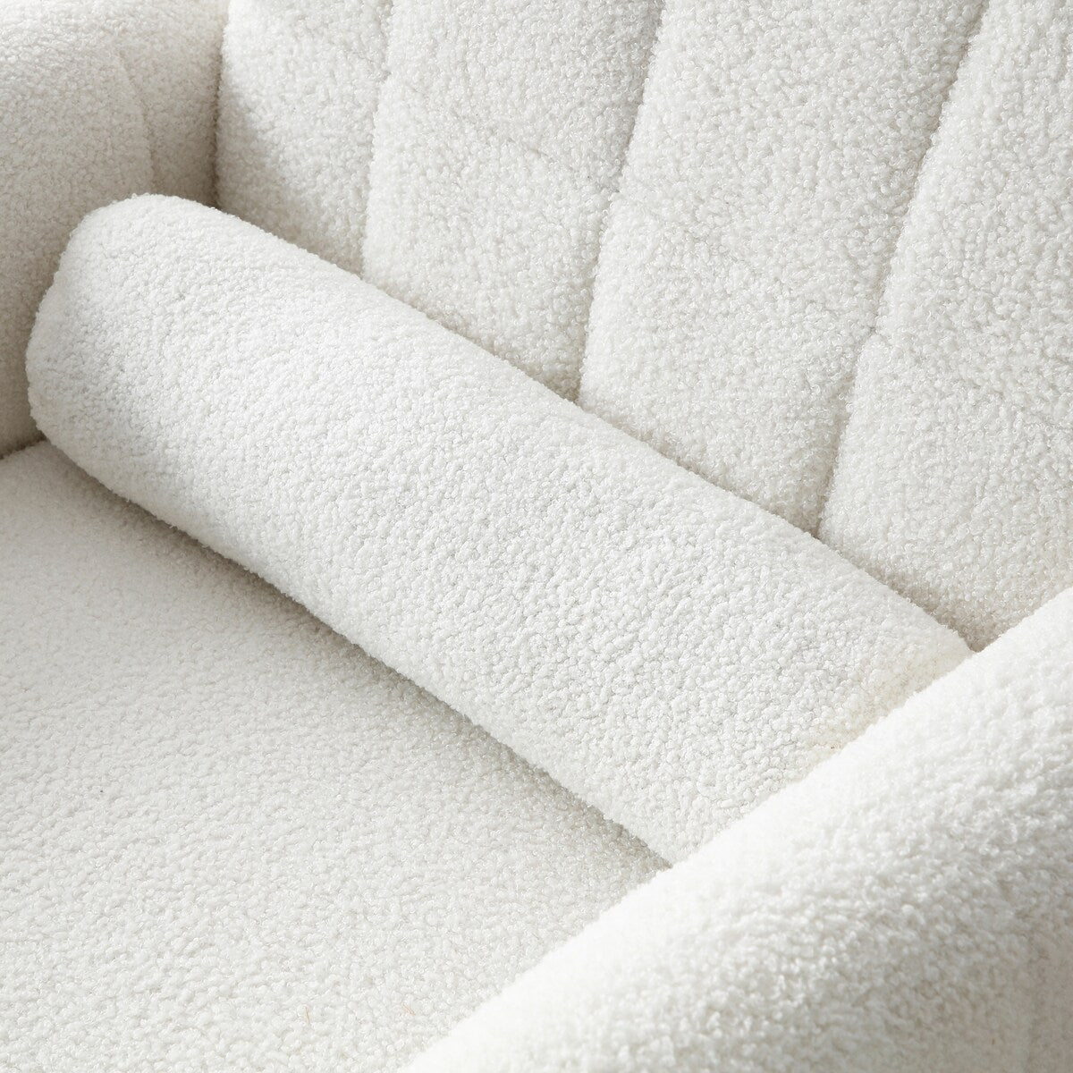 Modern Comfy Blind Tufted White Teddy Fabric Accent Chair Leisure Chair Armchair Living Room Chairs,White