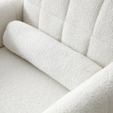 Modern Comfy Blind Tufted White Teddy Fabric Accent Chair Leisure Chair Armchair Living Room Chairs,White
