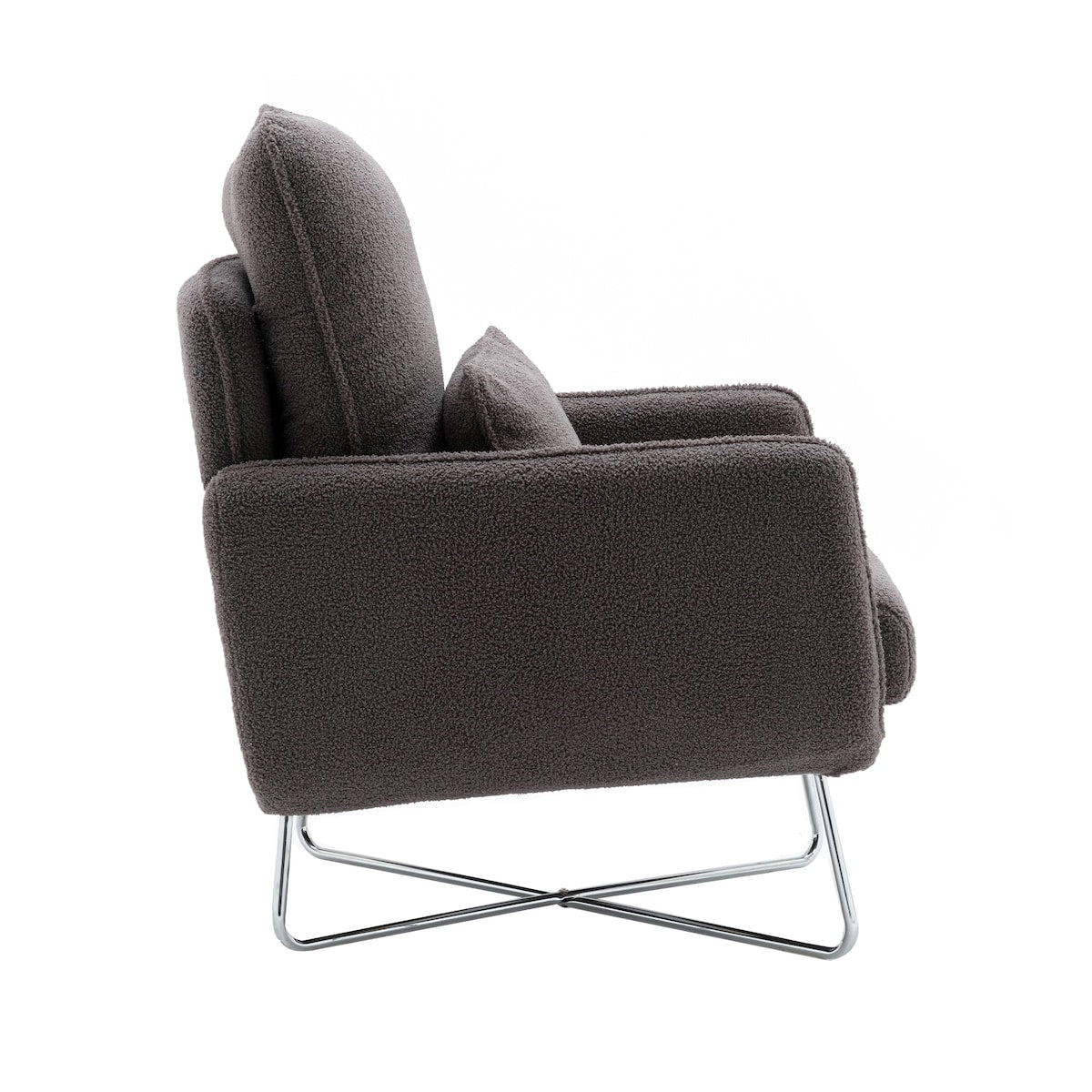 Modern Comfy Leisure Accent Chair, Teddy Short Plush Particle Velvet Armchair with Lumbar Pillow for Living Room