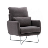 Modern Comfy Leisure Accent Chair, Teddy Short Plush Particle Velvet Armchair with Lumbar Pillow for Living Room