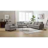 Modern Comfy Upholstered 3-Piece Sofa Set, Sofas & Couches with Spacious Armrest and Thickend Cushion & Waist Pillow