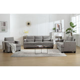 Modern Comfy Upholstered 3-Piece Sofa Set, Sofas & Couches with Spacious Armrest and Thickend Cushion & Waist Pillow