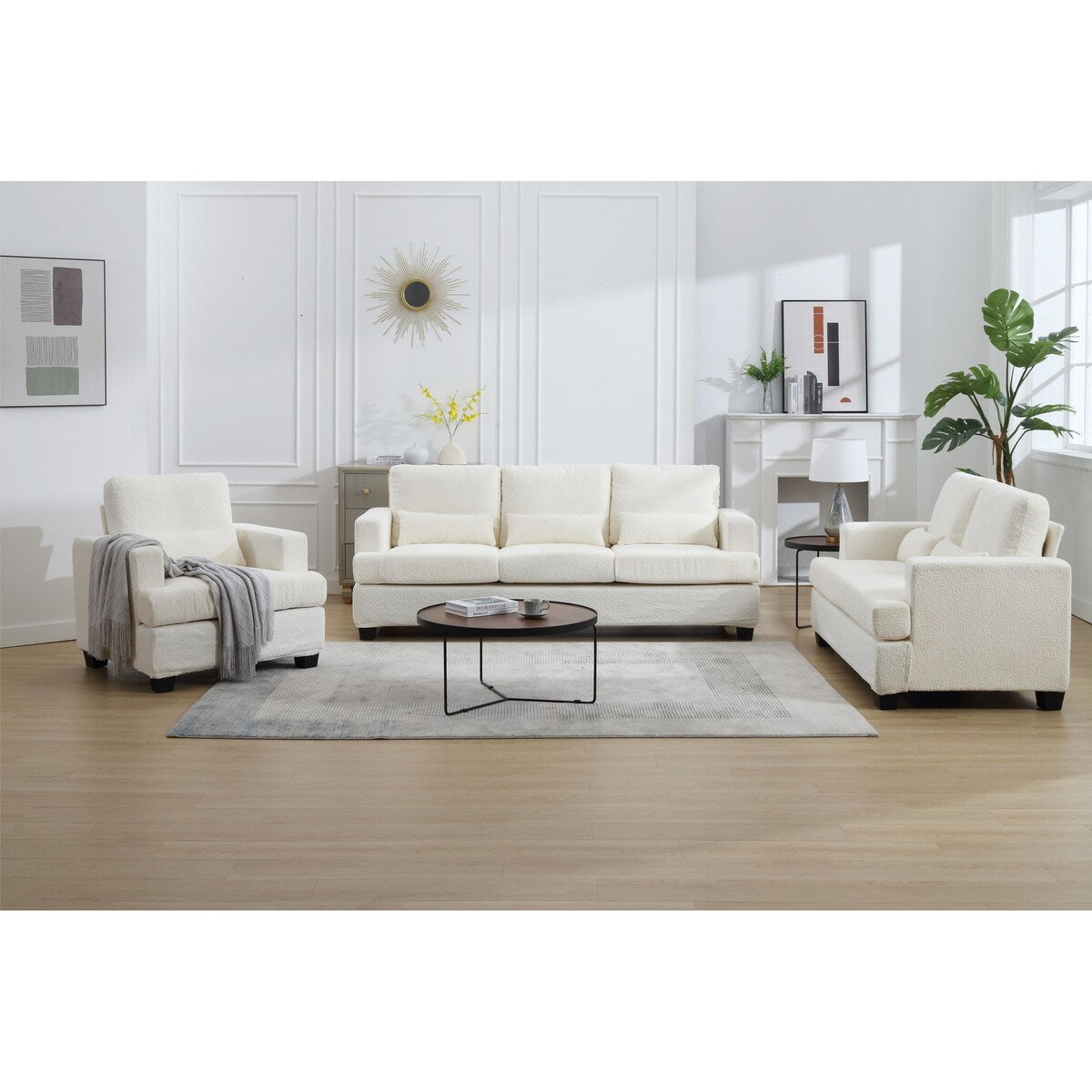 Modern Comfy Upholstered 3-Piece Sofa Set, Sofas & Couches with Spacio