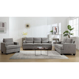 Modern Comfy Upholstered 3-Piece Sofa Set, Sofas & Couches with Spacious Armrest and Thickend Cushion & Waist Pillow