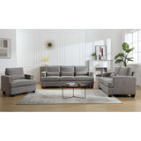 Modern Comfy Upholstered 3-Piece Sofa Set, Sofas & Couches with Spacious Armrest and Thickend Cushion & Waist Pillow