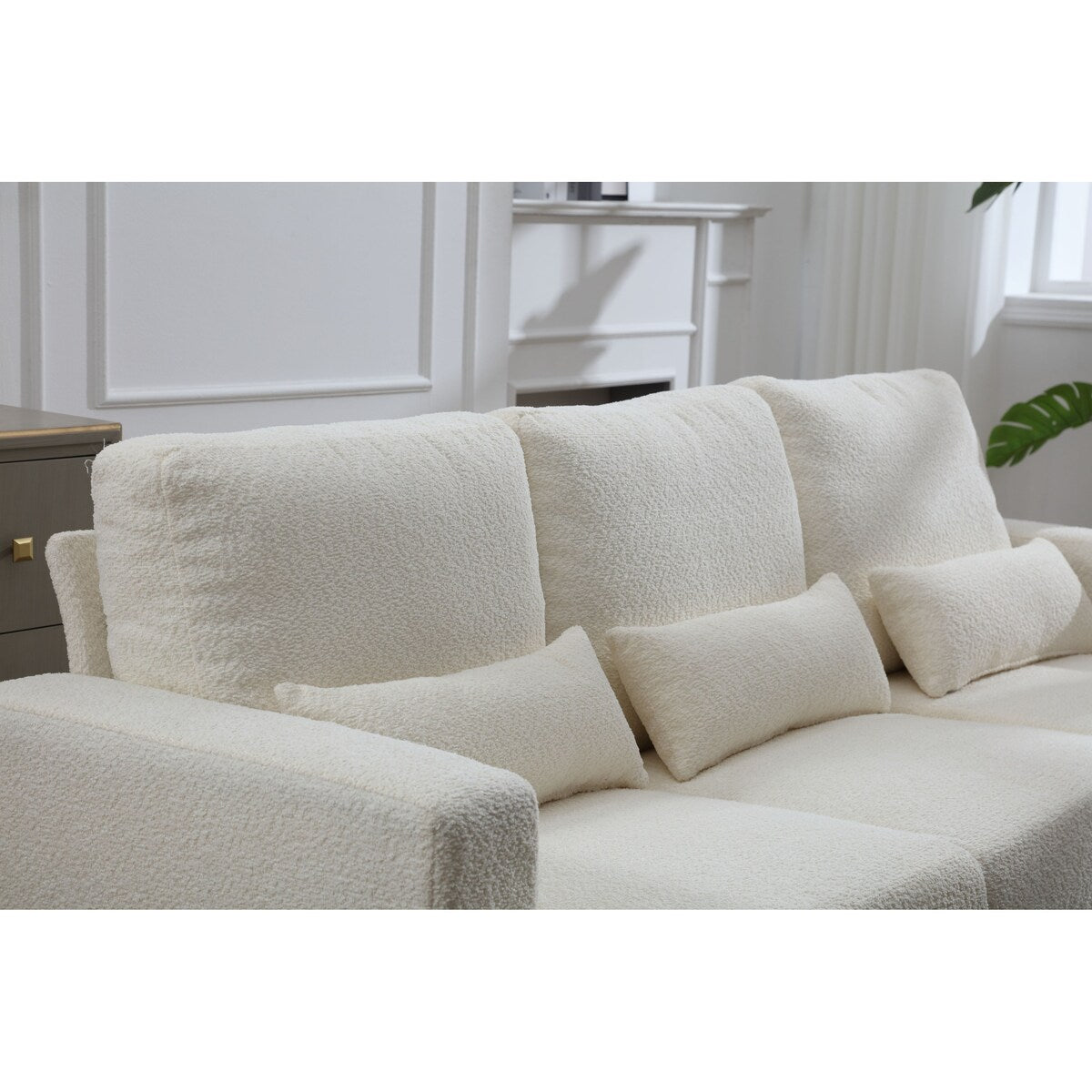 Modern Comfy Upholstered 3-Piece Sofa Set, Sofas & Couches with Spacious Armrest and Thickend Cushion & Waist Pillow