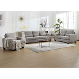 Modern Comfy Upholstered 3-Piece Sofa Set, Sofas & Couches with Spacious Armrest and Thickend Cushion & Waist Pillow