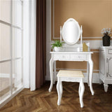 Modern Concise 4-Drawer 360-Degree Rotation Removable Mirror Dresser, White - 29.52 x 15.75 x 56.1