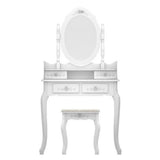 Modern Concise 4-Drawer 360-Degree Rotation Removable Mirror Dresser, White - 29.52 x 15.75 x 56.1