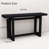 Modern Console Table Sofa Table with Industrial-Inspired Concrete Top, 59'' Long Accent Entryway Table