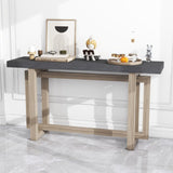 Modern Console Table Sofa Table with Industrial-Inspired Concrete Top, 59'' Long Accent Entryway Table