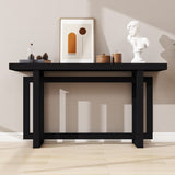 Modern Console Table Sofa Table with Industrial-Inspired Concrete Top, 59'' Long Accent Entryway Table
