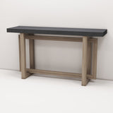 Modern Console Table Sofa Table with Industrial-Inspired Concrete Top, 59'' Long Accent Entryway Table