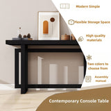Modern Console Table Sofa Table with Industrial-Inspired Concrete Top, 59'' Long Accent Entryway Table