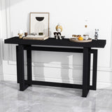 Modern Console Table Sofa Table with Industrial-Inspired Concrete Top, 59'' Long Accent Entryway Table