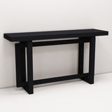 Modern Console Table Sofa Table with Industrial-Inspired Concrete Top, 59'' Long Accent Entryway Table