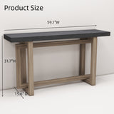 Modern Console Table Sofa Table with Industrial-Inspired Concrete Top, 59'' Long Accent Entryway Table