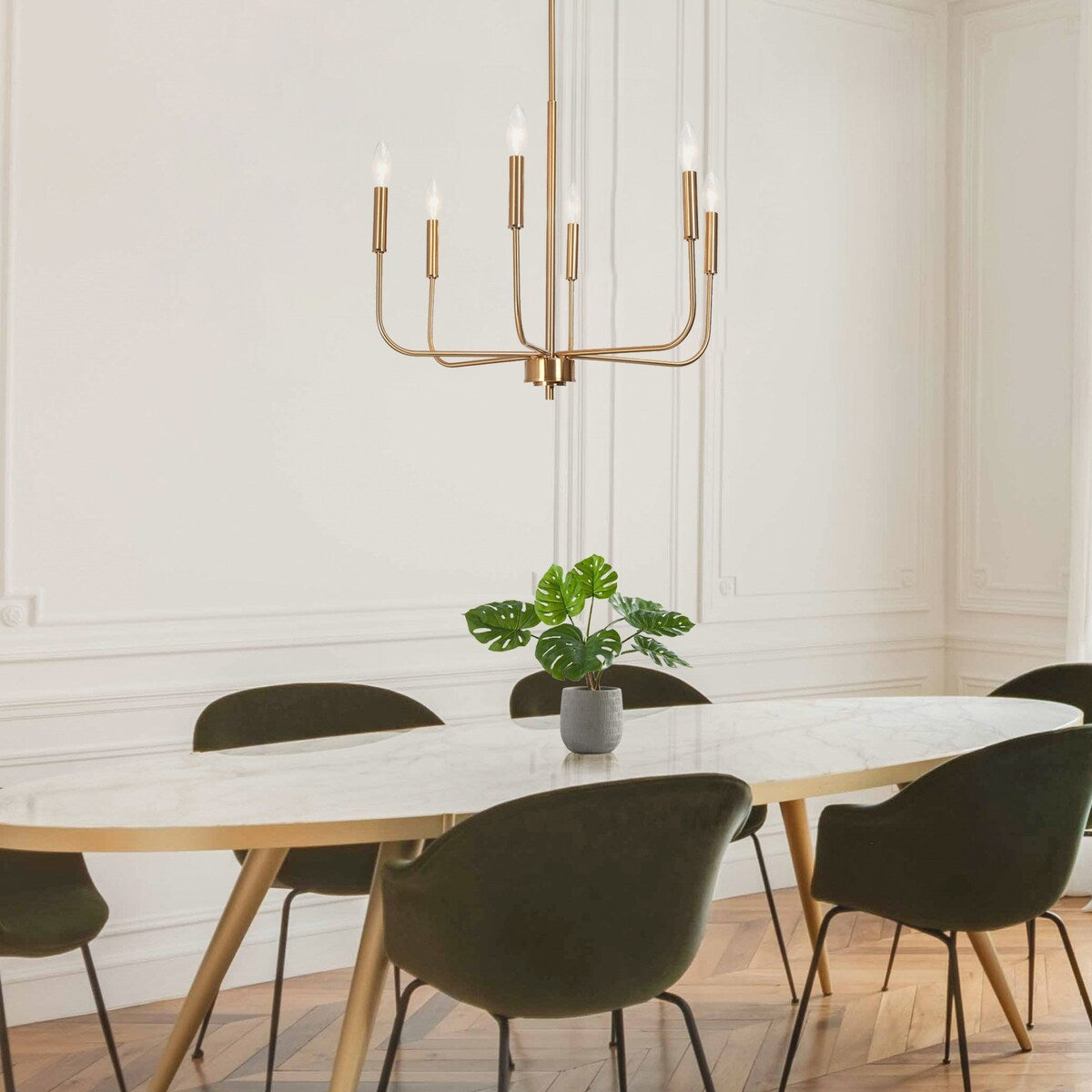 Modern Glam 6-Light Classic Candle Chandelier Gold Franch Country Wheel Dining Room Lighting