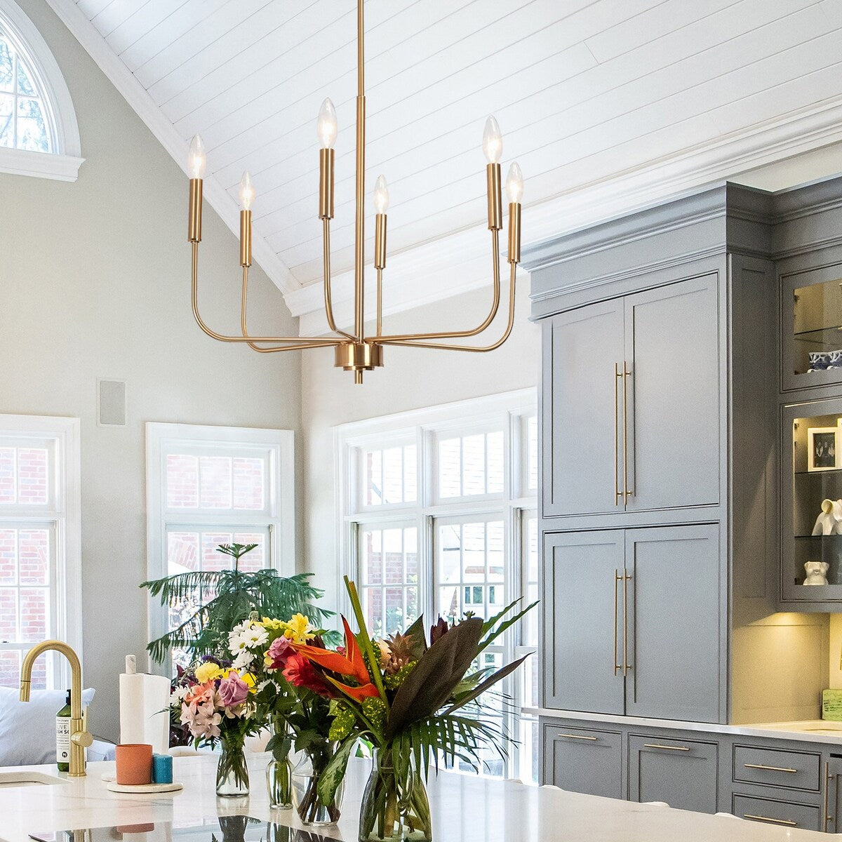 Modern Glam 6-Light Classic Candle Chandelier Gold Franch Country Wheel Dining Room Lighting