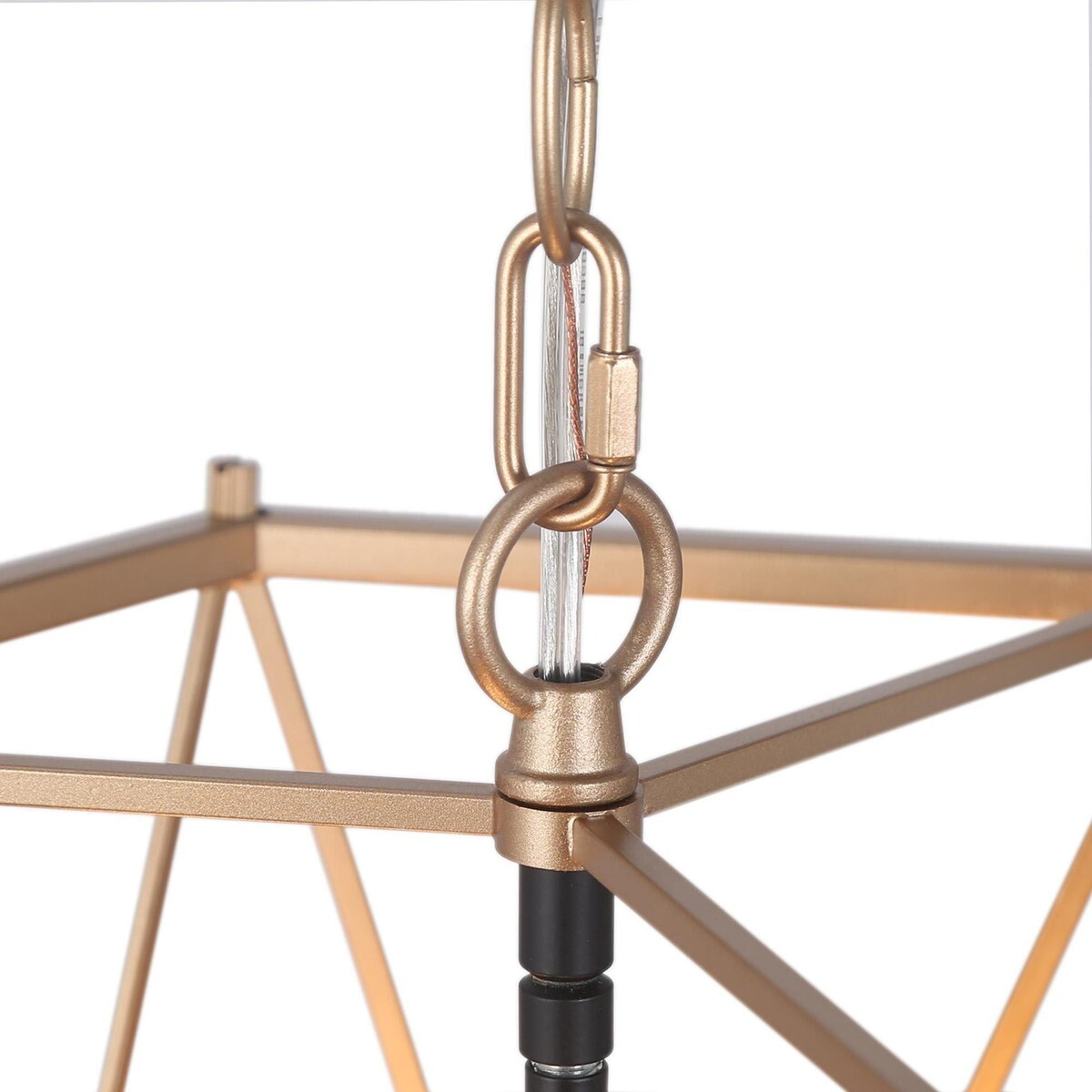 Modern Contemporary Gold Chandelier Geometric Lantern Large Kitchen Island Pendant Lights - Gold and Black - D12.5"x H 18"