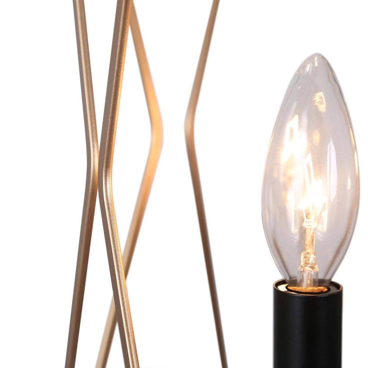 Modern Contemporary Gold Chandelier Geometric Lantern Large Kitchen Island Pendant Lights - Gold and Black - D12.5"x H 18"