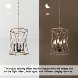Modern Contemporary Gold Chandelier Geometric Lantern Large Kitchen Island Pendant Lights - Gold and Black - D12.5"x H 18"