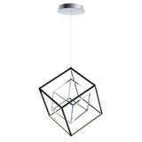 Modern Contemporary LED Pendant 4 Square Black / Polished Chrome - Exact Size