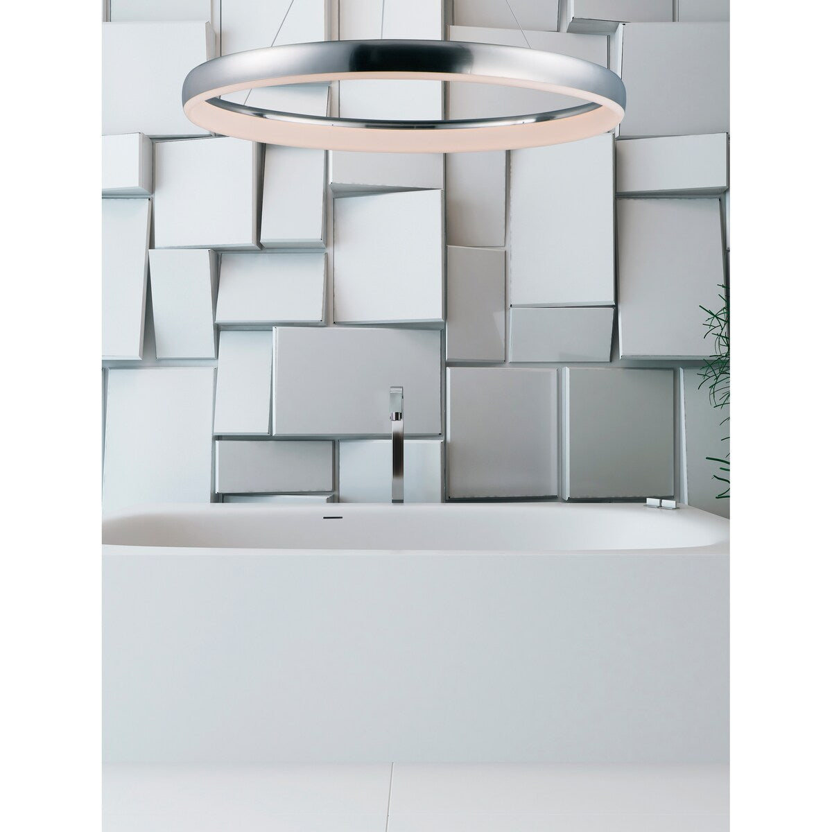 Modern Contemporary LED Pendant 4 Square Black / Polished Chrome - Exact Size