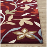 World Rug Gallery Modern Contemporary Leaves Design Burgundy Area Runner Rug (2' x 7'2) - 2' x 7'2" Runner