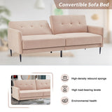 Modern Convertible Folding Futon Sofa Bed Linen Upholstered