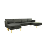 Modern Convertible Sectional Sofa with Chaise Lounge & Ottoman